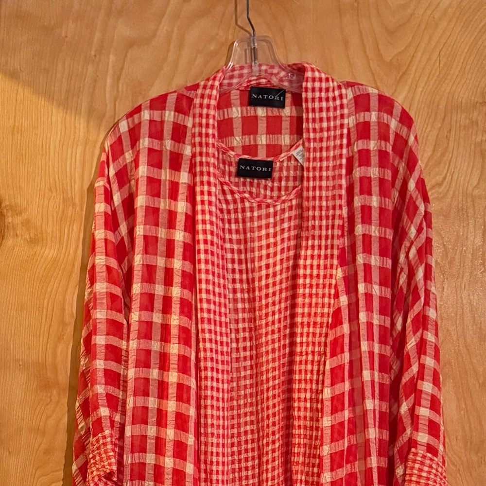 Natori Red Checkered Robe - Picture 1 of 4
